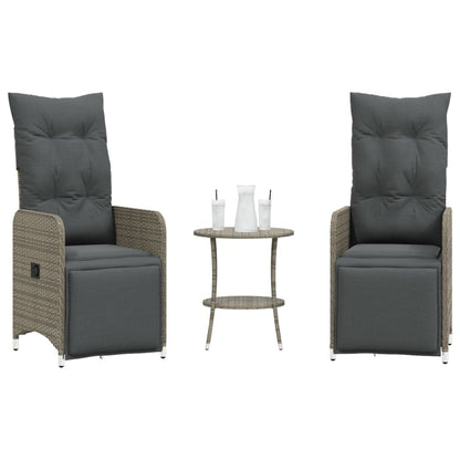 Reclining Garden Chairs 2 Pcs With Table Poly Rattan
