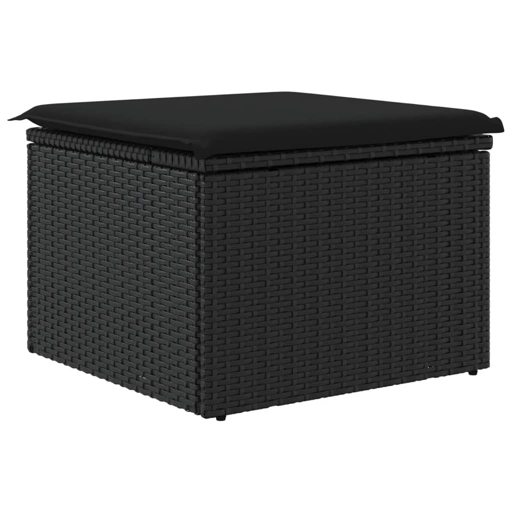 Garden Stool With Cushion 55X55X37 Cm Poly Rattan