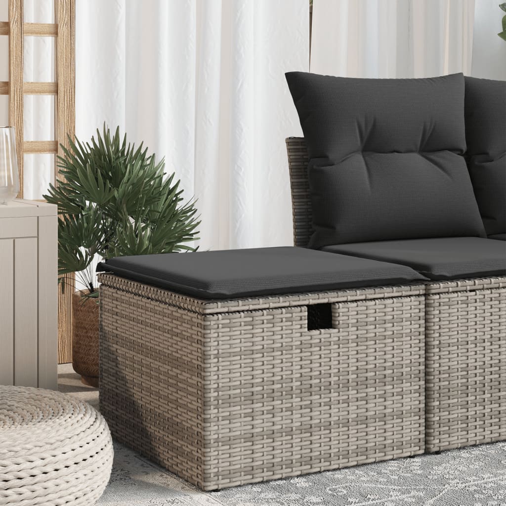 Garden Stool With Cushion 55X55X37 Cm Poly Rattan