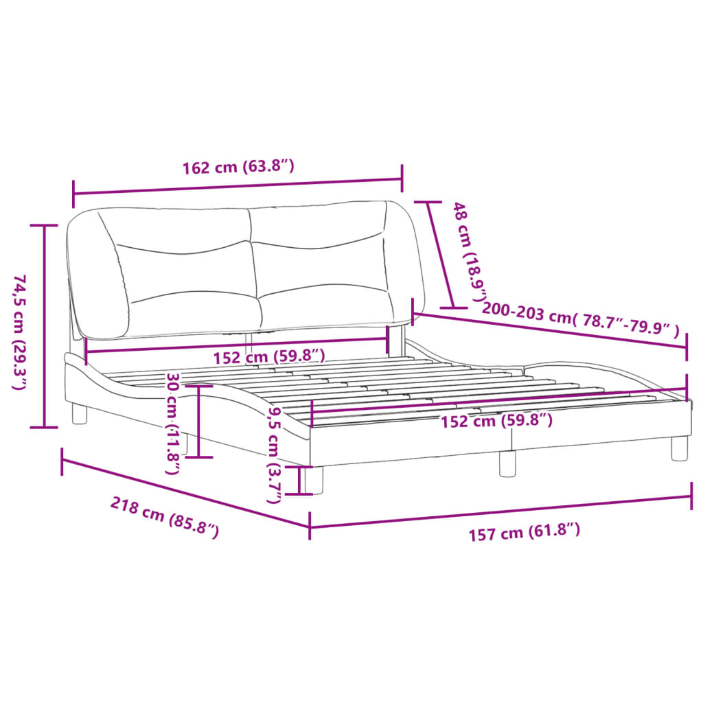 Bed Frame Without Mattress "Hvar" Queen Faux Leather