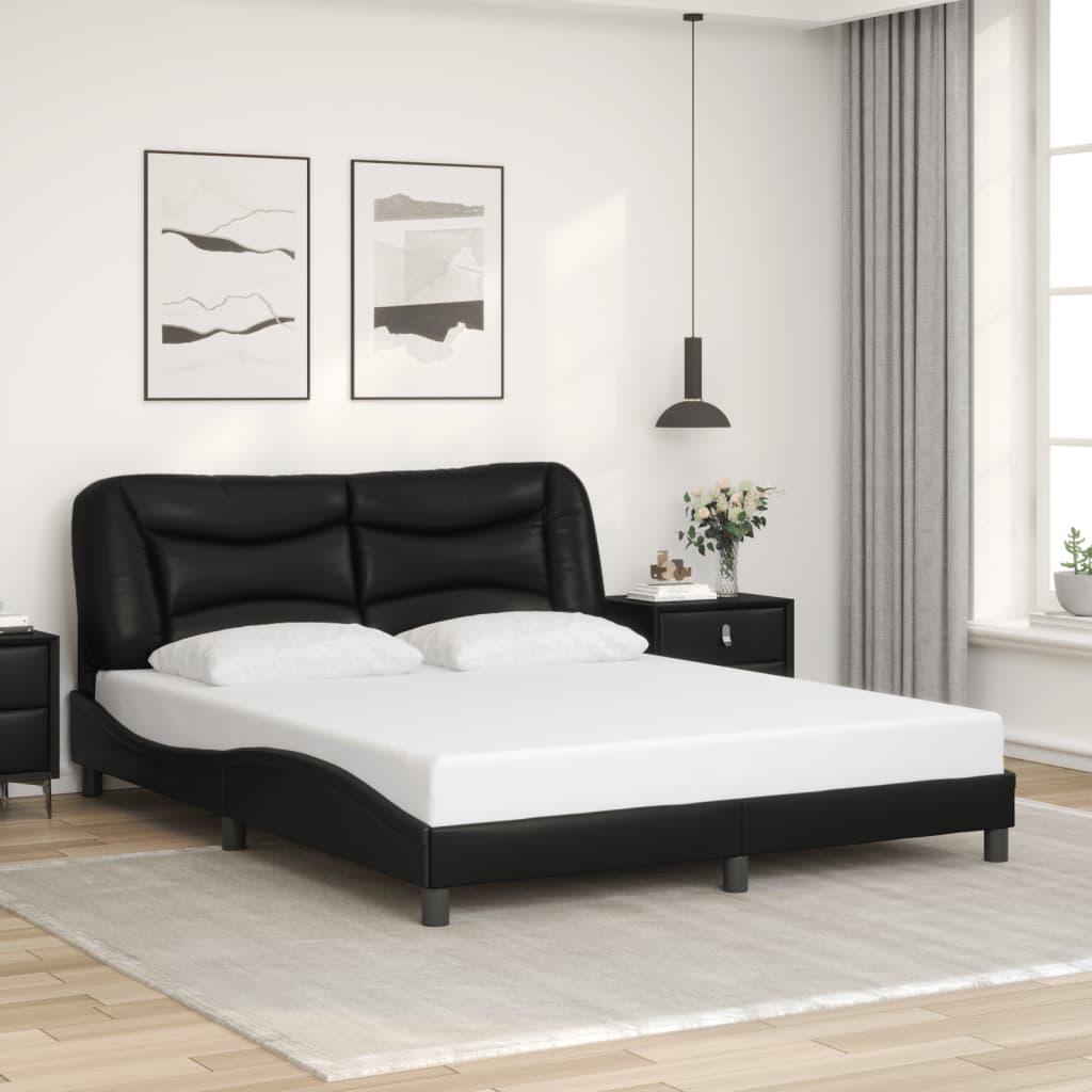 Bed Frame Without Mattress "Hvar" Queen Faux Leather