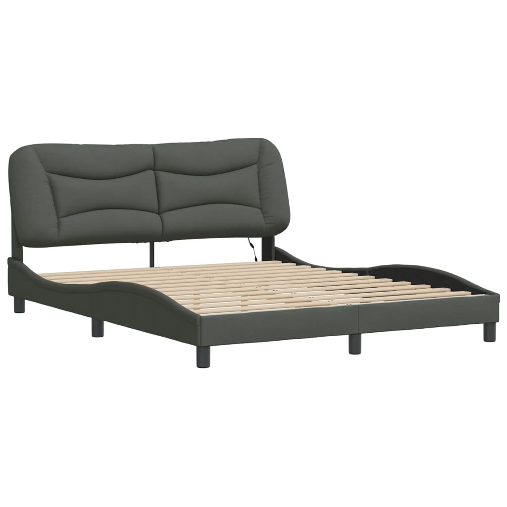 Bed Frame With Led Without Mattress "Hvar" Queen Fabric