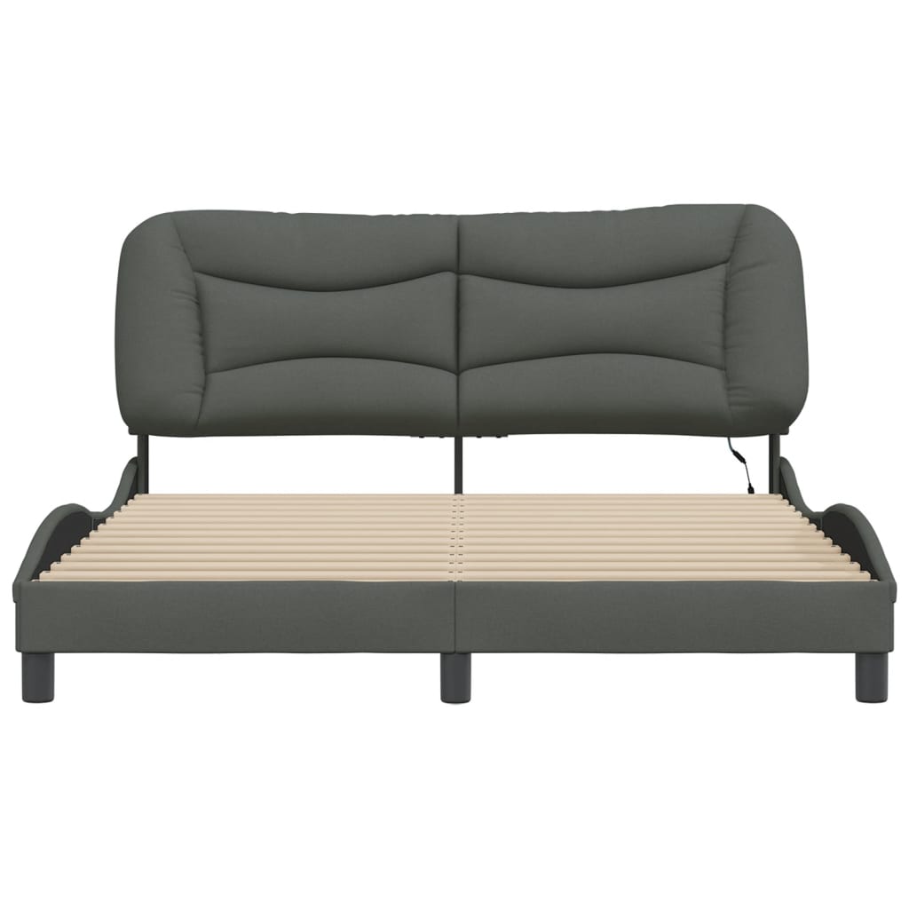 Bed Frame With Led Without Mattress "Hvar" Queen Fabric