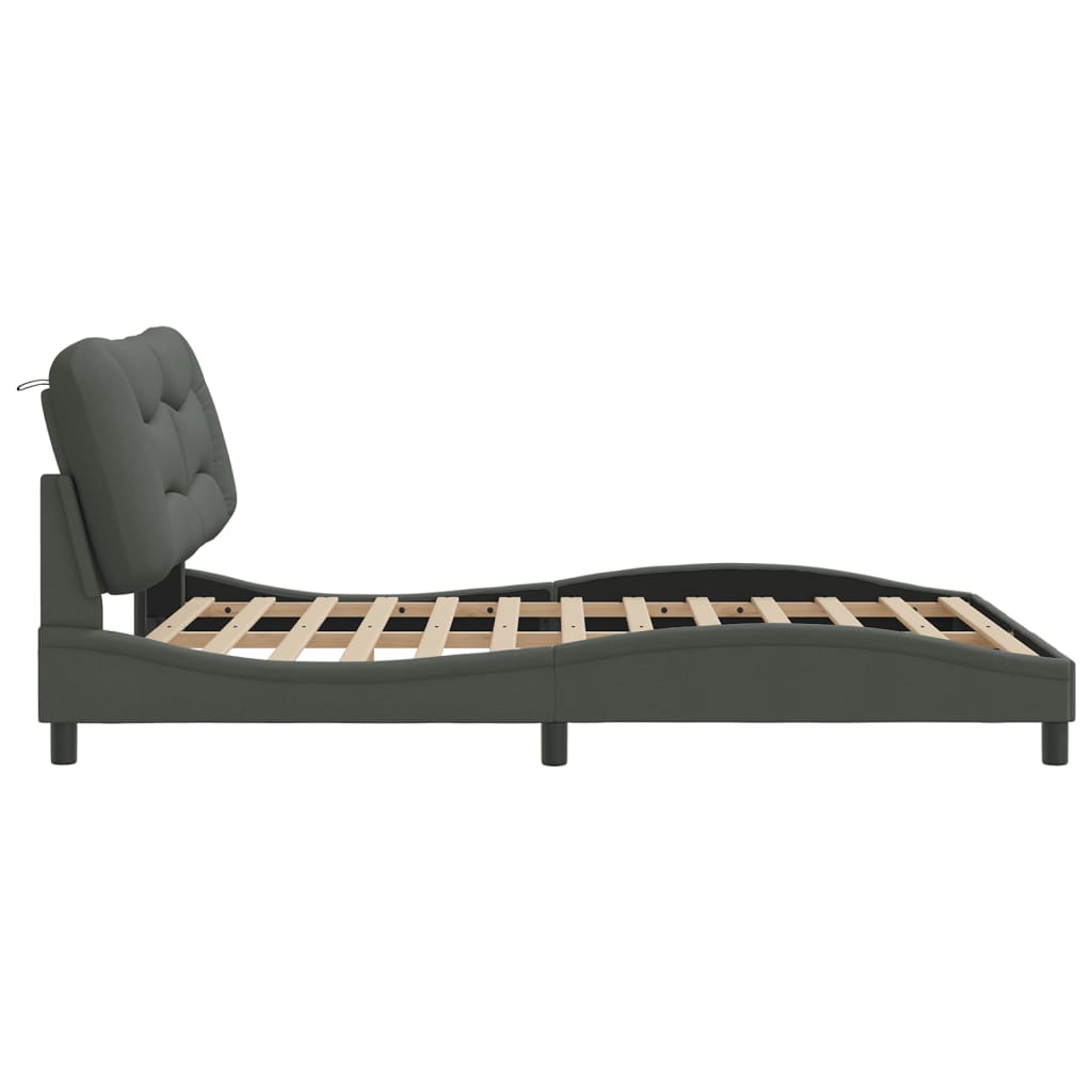 Bed Frame With Led Without Mattress "Hvar" Queen Fabric
