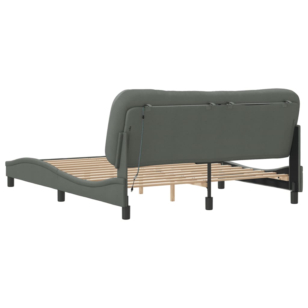 Bed Frame With Led Without Mattress "Hvar" Queen Fabric