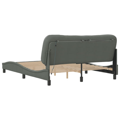 Bed Frame With Led Without Mattress "Hvar" Queen Fabric