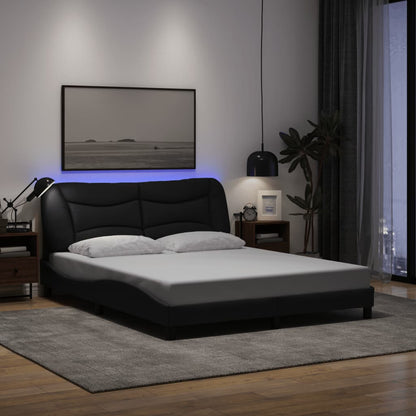 Bed Frame With Led Without Mattress "Hvar" Queen Fabric