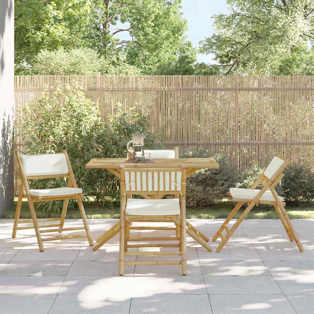 2 Piece Folding Bistro Chairs With Cushions Bamboo
