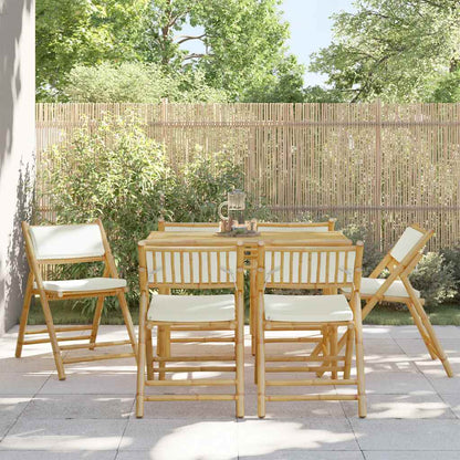 2 Piece Folding Bistro Chairs With Cushions Bamboo