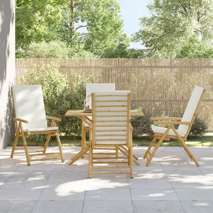 Folding Garden Reclining Chairs 2 Pcs With Cushions Bamboo