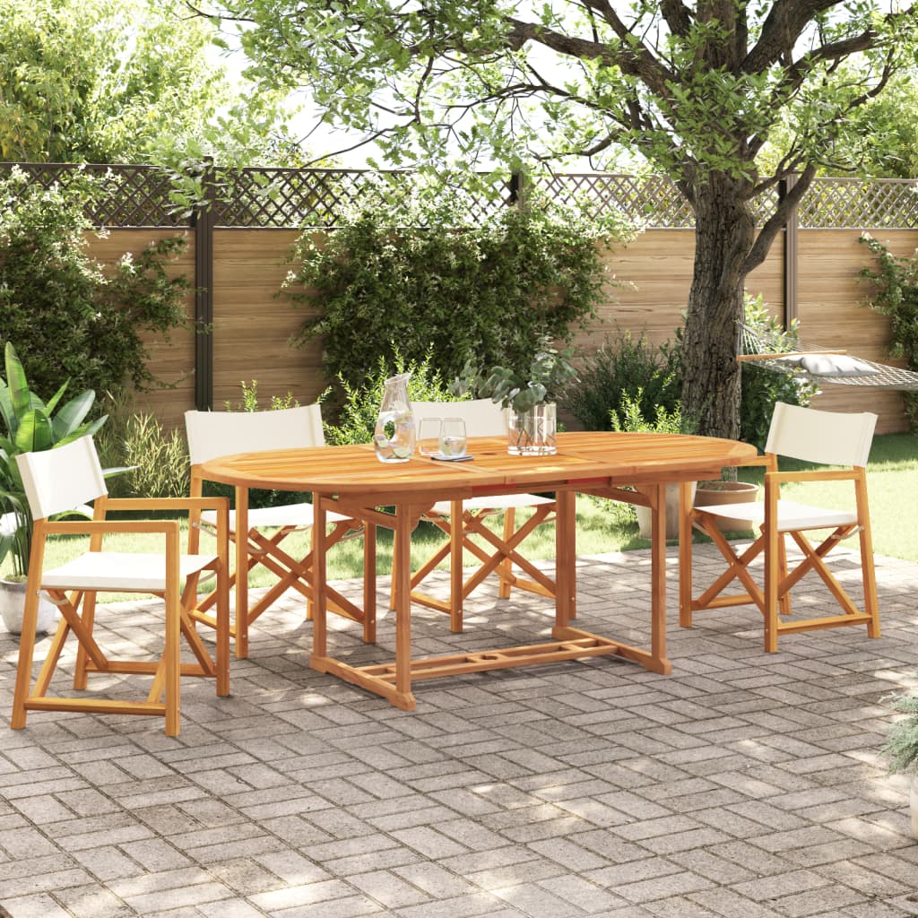 6 Pcs Folding Garden Chairs White Fabric