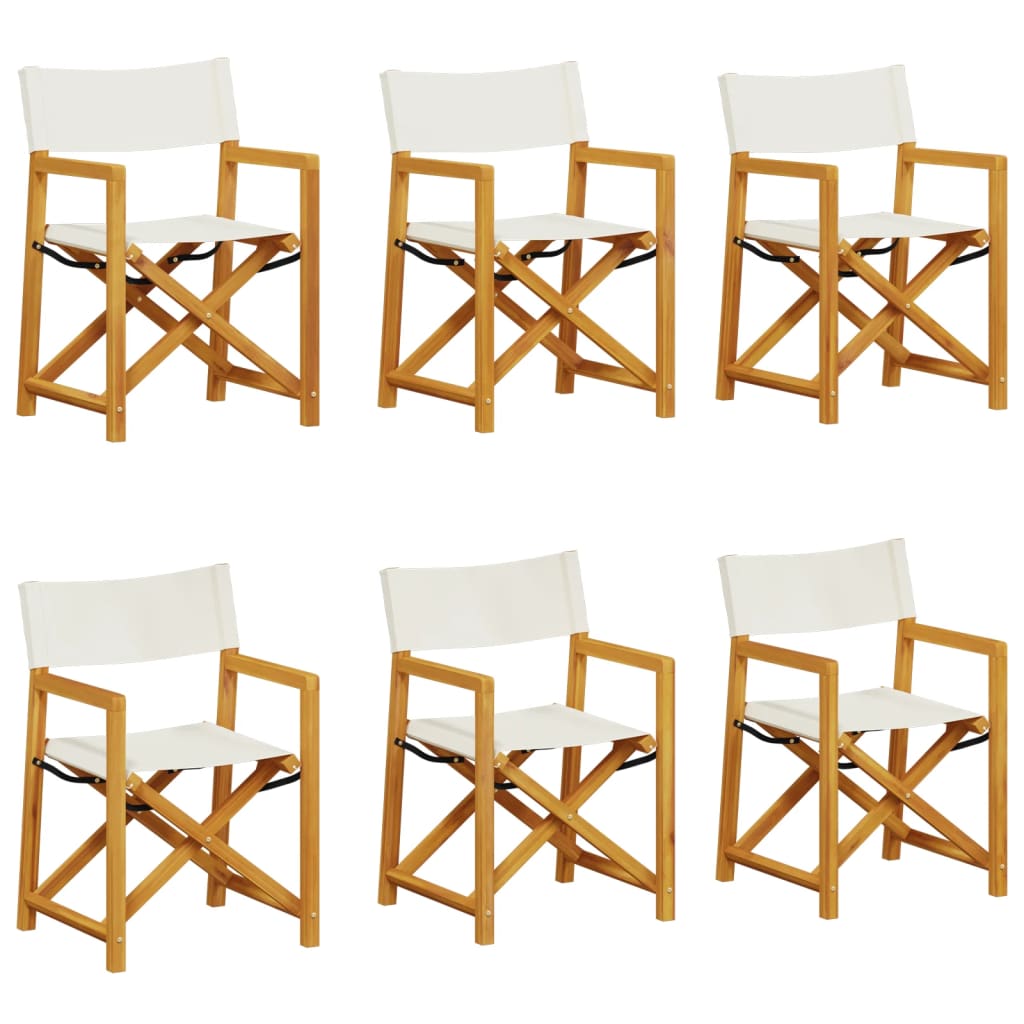6 Pcs Folding Garden Chairs White Fabric