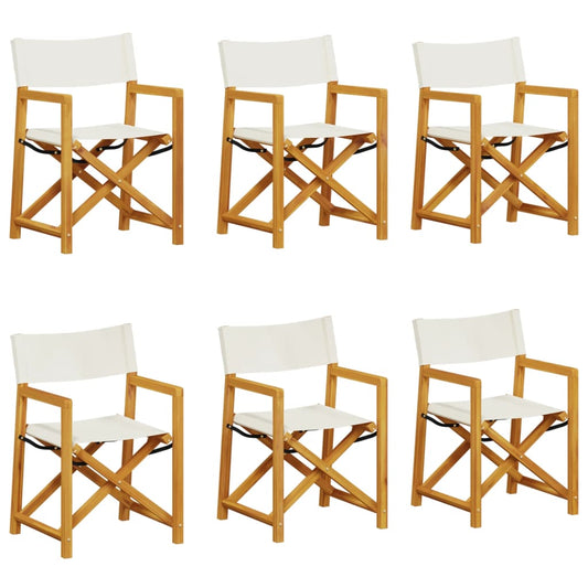 6 Pcs Folding Garden Chairs White Fabric