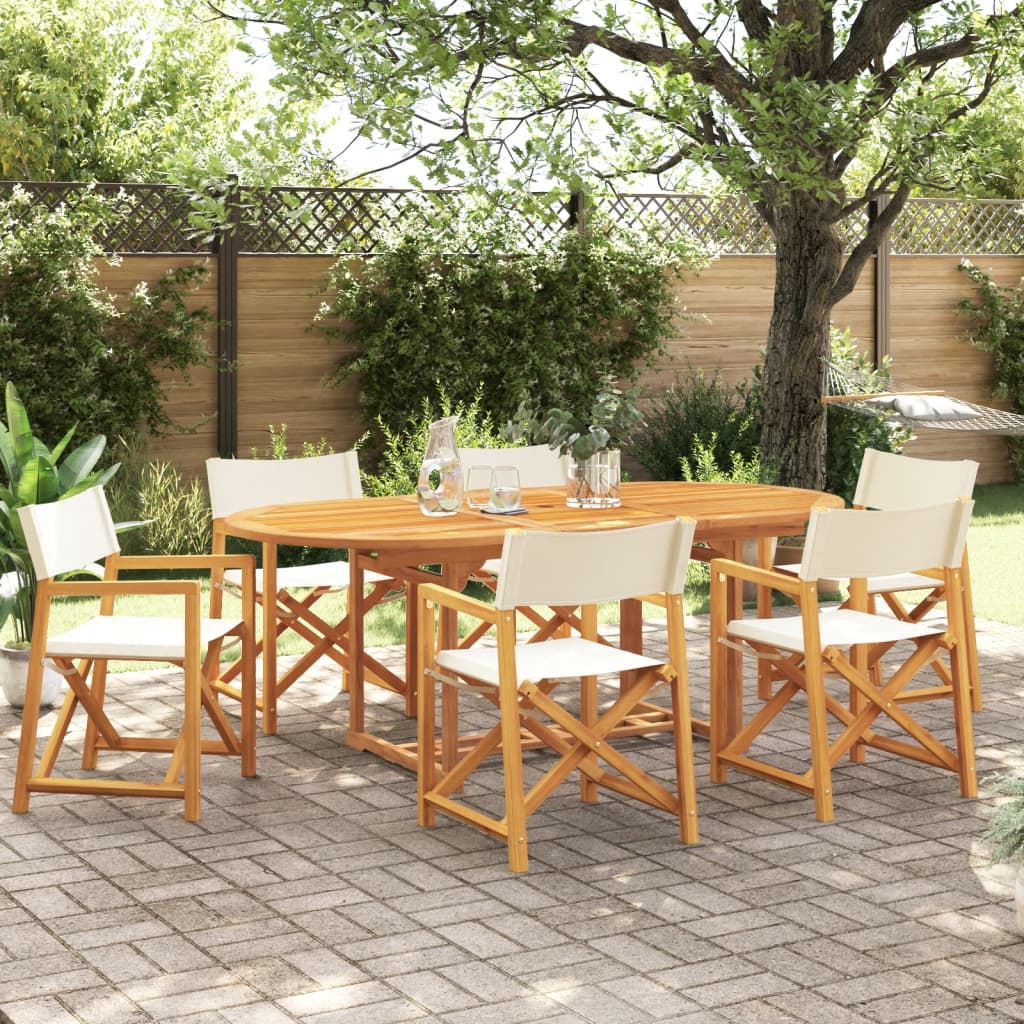 6 Pcs Folding Garden Chairs White Fabric