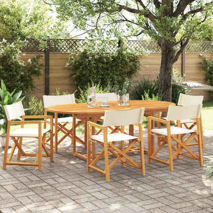 6 Pcs Folding Garden Chairs White Fabric
