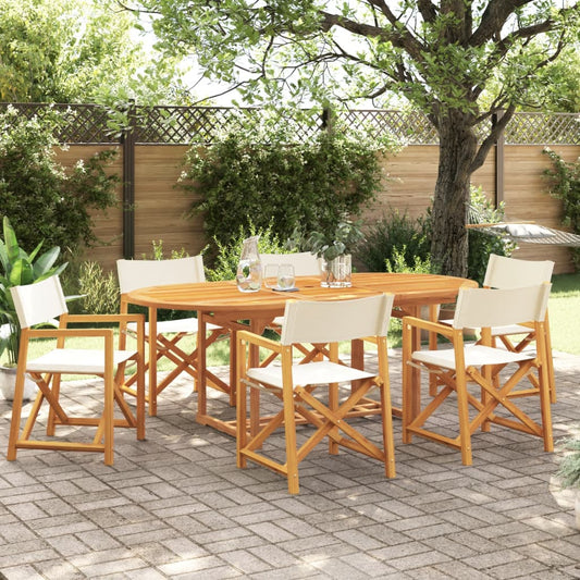 6 Pcs Folding Garden Chairs White Fabric