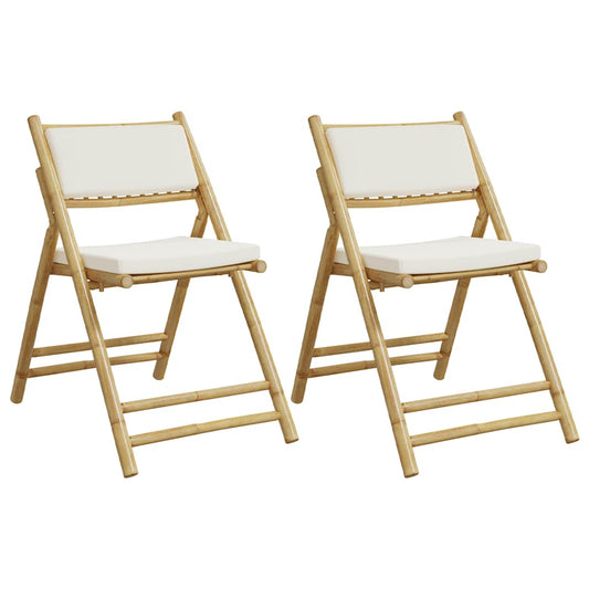 2 Piece Folding Bistro Chairs With Cushions Bamboo