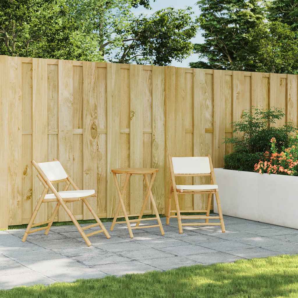 2 Piece Folding Bistro Chairs With Cushions Bamboo