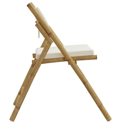 2 Piece Folding Bistro Chairs With Cushions Bamboo