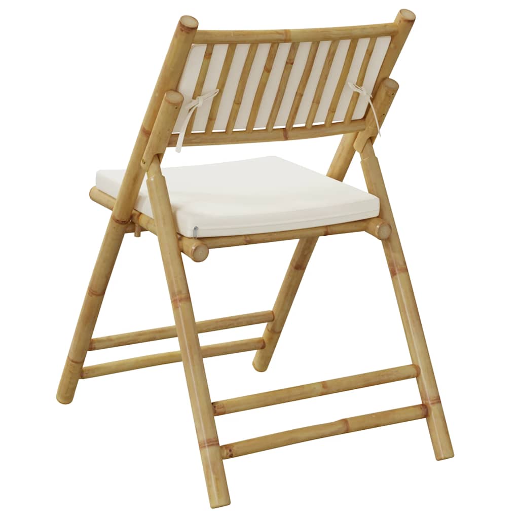 2 Piece Folding Bistro Chairs With Cushions Bamboo