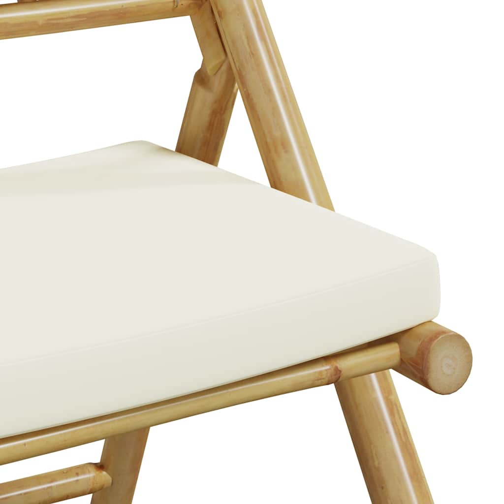 2 Piece Folding Bistro Chairs With Cushions Bamboo