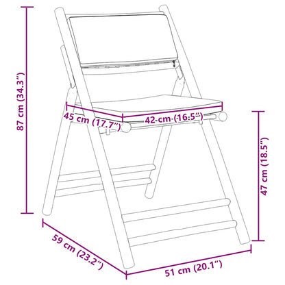 2 Piece Folding Bistro Chairs With Cushions Bamboo