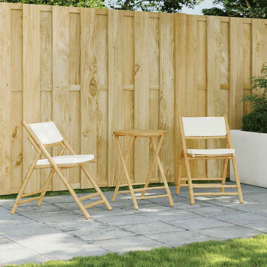 2 Piece Folding Bistro Chairs With Cushions Bamboo