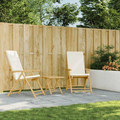Folding Garden Reclining Chairs 2 Pcs With Cushions Bamboo