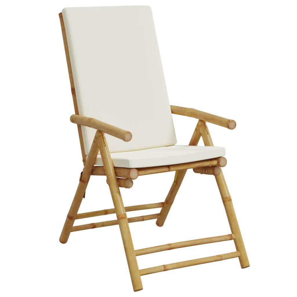 Folding Garden Reclining Chairs 2 Pcs With Cushions Bamboo