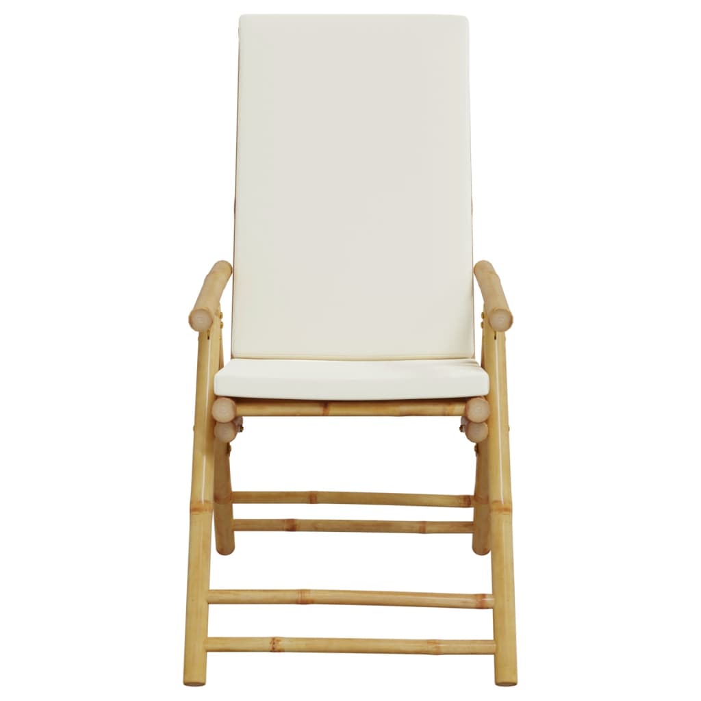 Folding Garden Reclining Chairs 2 Pcs With Cushions Bamboo