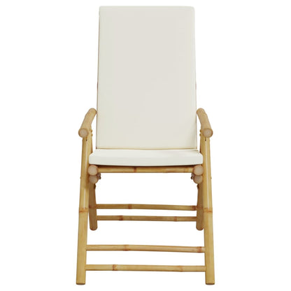 Folding Garden Reclining Chairs 2 Pcs With Cushions Bamboo