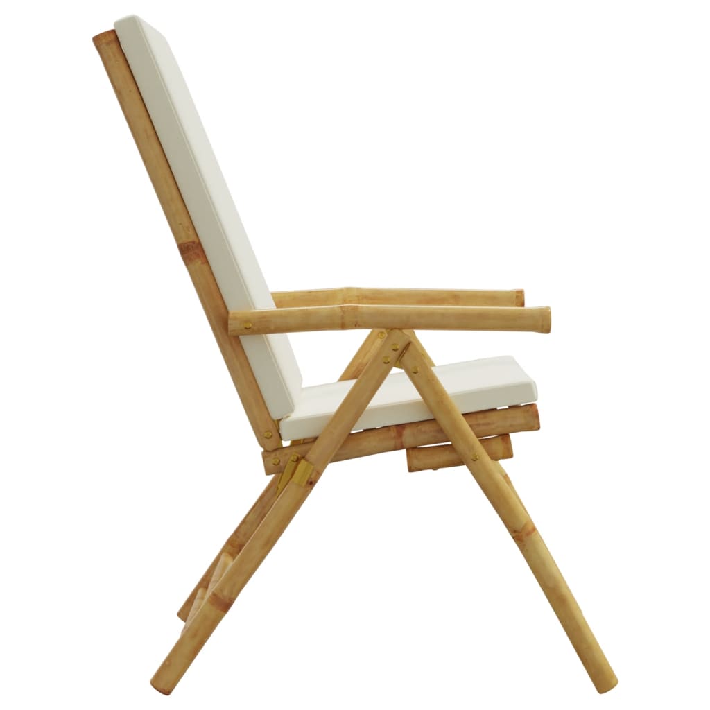 Folding Garden Reclining Chairs 2 Pcs With Cushions Bamboo