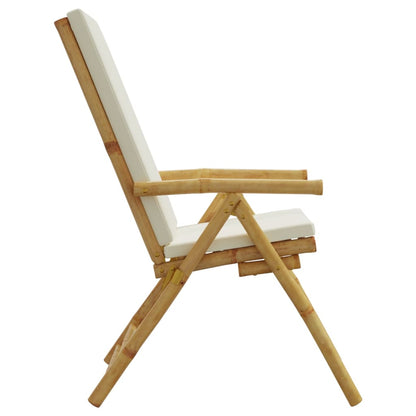 Folding Garden Reclining Chairs 2 Pcs With Cushions Bamboo