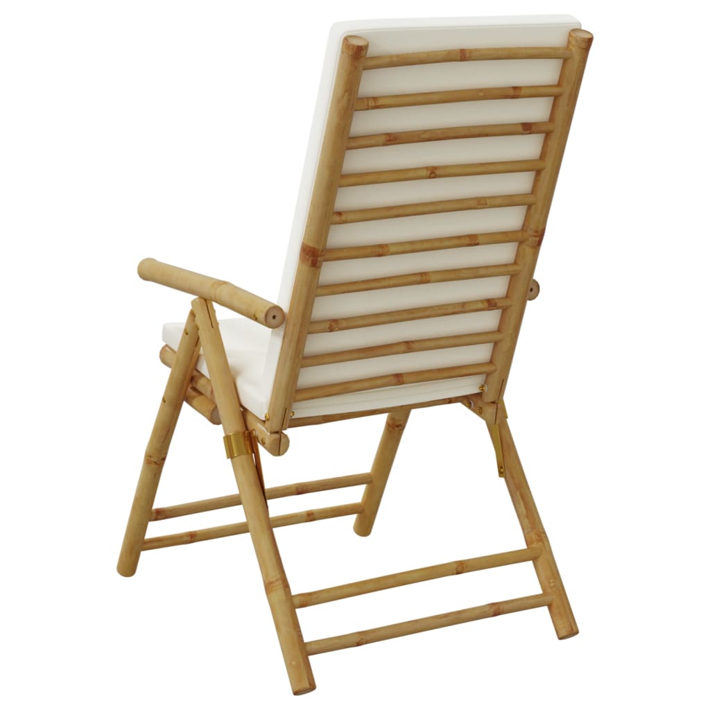 Folding Garden Reclining Chairs 2 Pcs With Cushions Bamboo