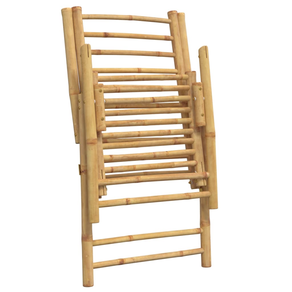 Folding Garden Reclining Chairs 2 Pcs With Cushions Bamboo