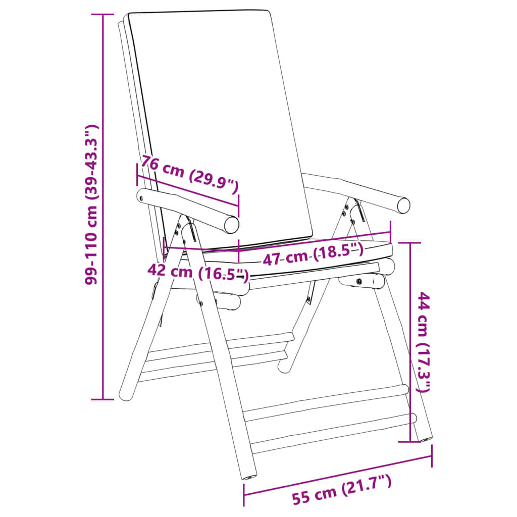 Folding Garden Reclining Chairs 2 Pcs With Cushions Bamboo