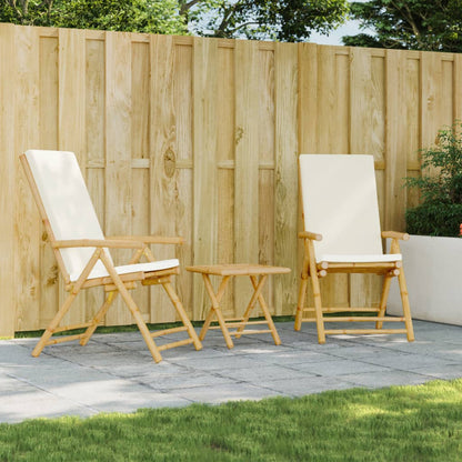 Folding Garden Reclining Chairs 2 Pcs With Cushions Bamboo
