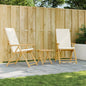 Folding Garden Reclining Chairs 2 Pcs With Cushions Bamboo