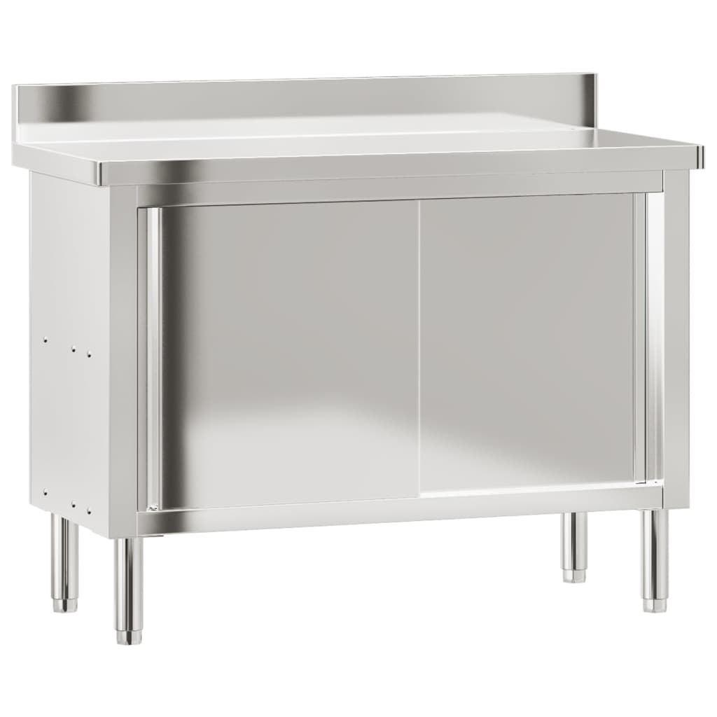 Kitchen Work Table With Sliding Doors Stainless Steel