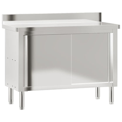 Kitchen Work Table With Sliding Doors Stainless Steel