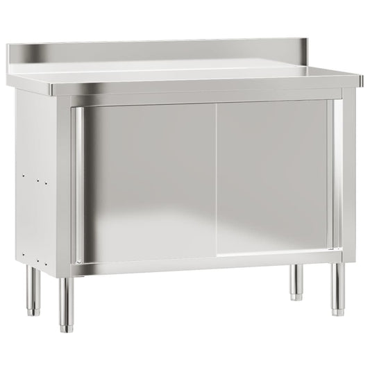 Kitchen Work Table With Sliding Doors Stainless Steel