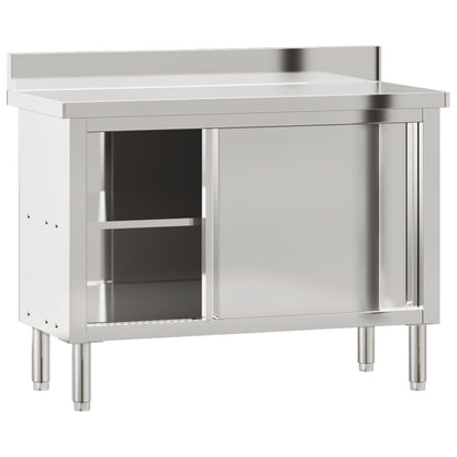 Kitchen Work Table With Sliding Doors Stainless Steel