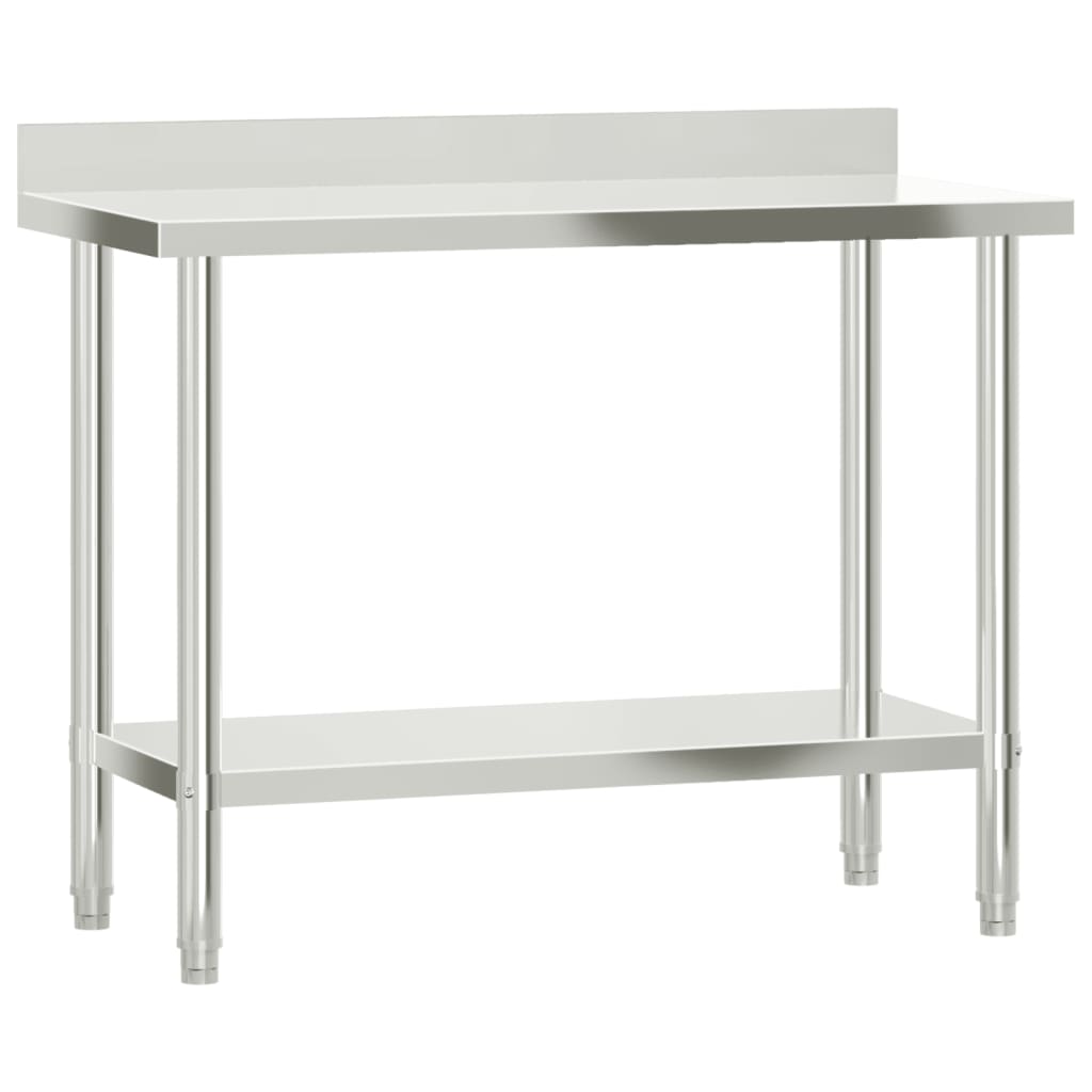 Kitchen Work Table With Backsplash Stainless Steel