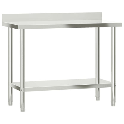 Kitchen Work Table With Backsplash Stainless Steel