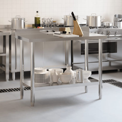 Kitchen Work Table With Backsplash Stainless Steel