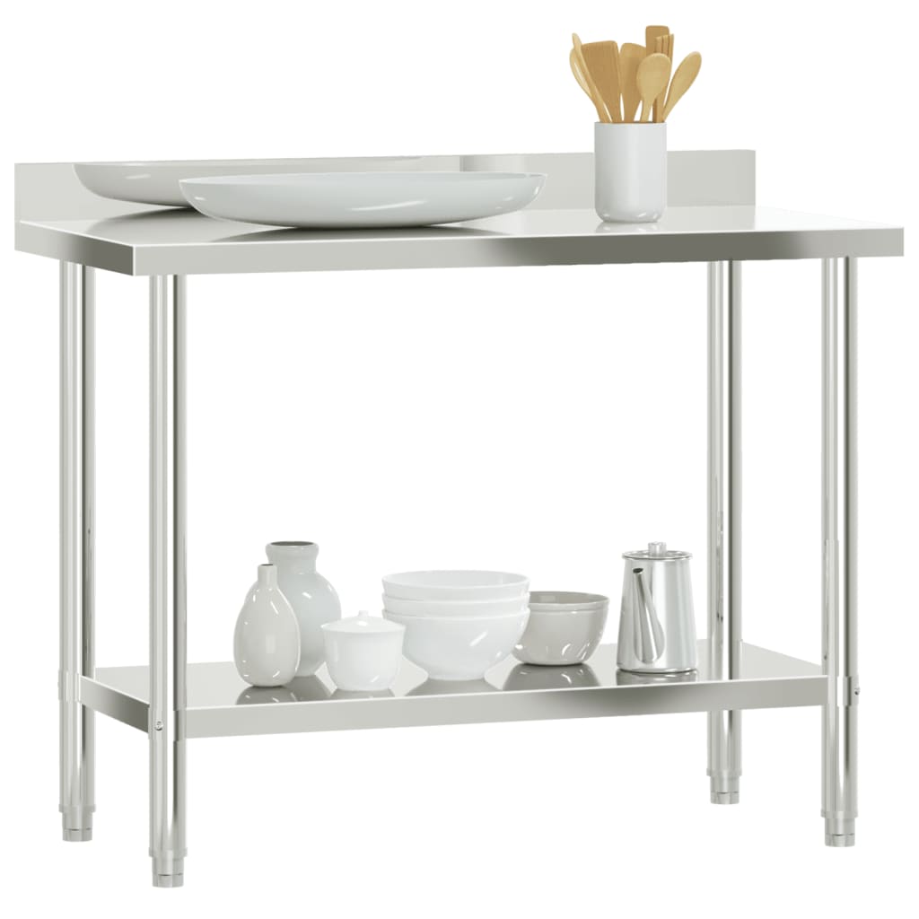 Kitchen Work Table With Backsplash Stainless Steel