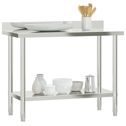 Kitchen Work Table With Backsplash Stainless Steel