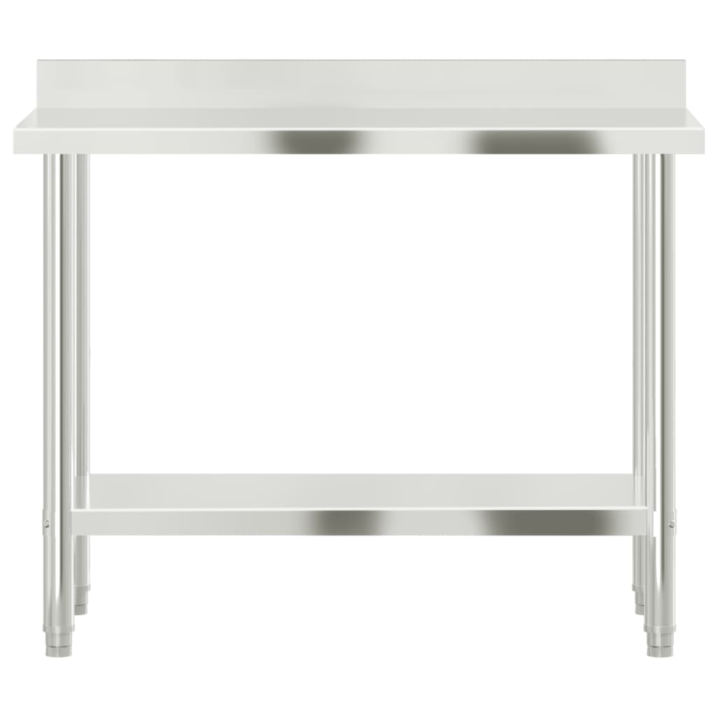 Kitchen Work Table With Backsplash Stainless Steel