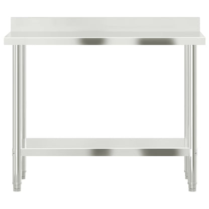 Kitchen Work Table With Backsplash Stainless Steel