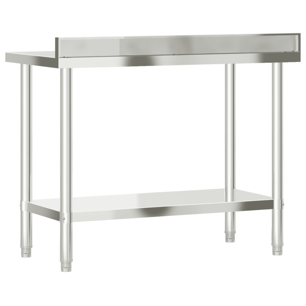 Kitchen Work Table With Backsplash Stainless Steel